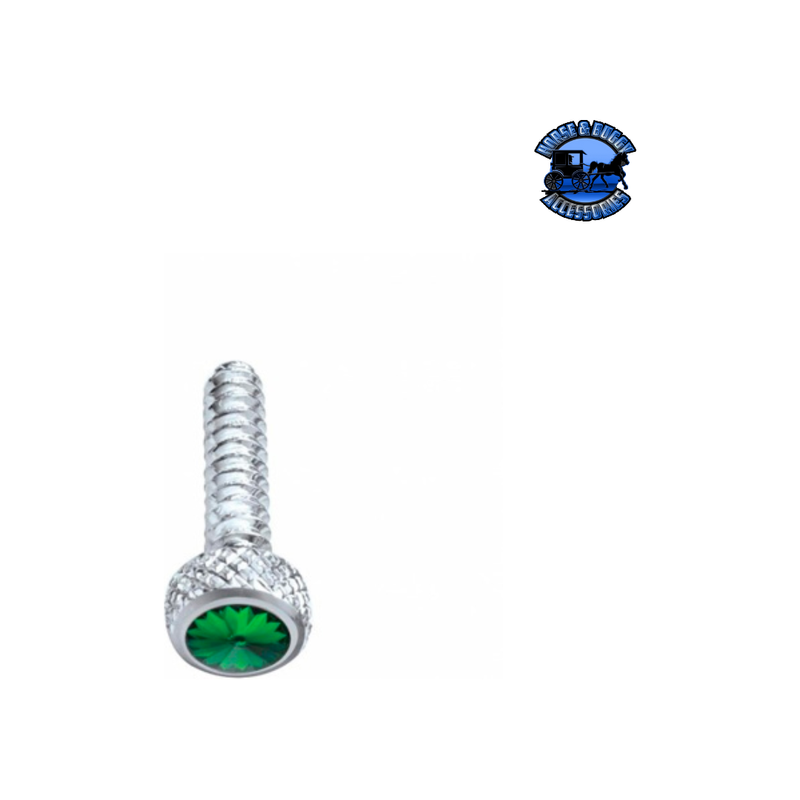 CHROME SHORT DASH SCREW FOR FREIGHTLINER WITH COLOR CRYSTAL (2-PACK) (Choose Color) Dash Screw Green Gray