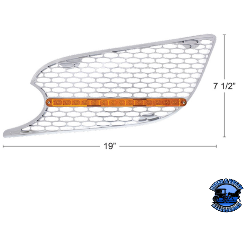 CHROME AIR INTAKE GRILLE WITH LED LIGHT FOR 2012-2021 PETERBILT 579 (Choose Lens Color) (Choose Side) Air Intake Amber / Driver's Side,Amber / Passenger's Side,Clear / Driver's Side,Clear / Passenger's Side Light Gray