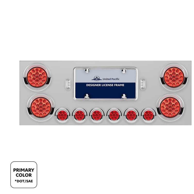 SS Rear Center Panel With 4X 19 LED 4" & 6X 7 LED 2" Double Fury Lights & Visors (Choose LED Color)