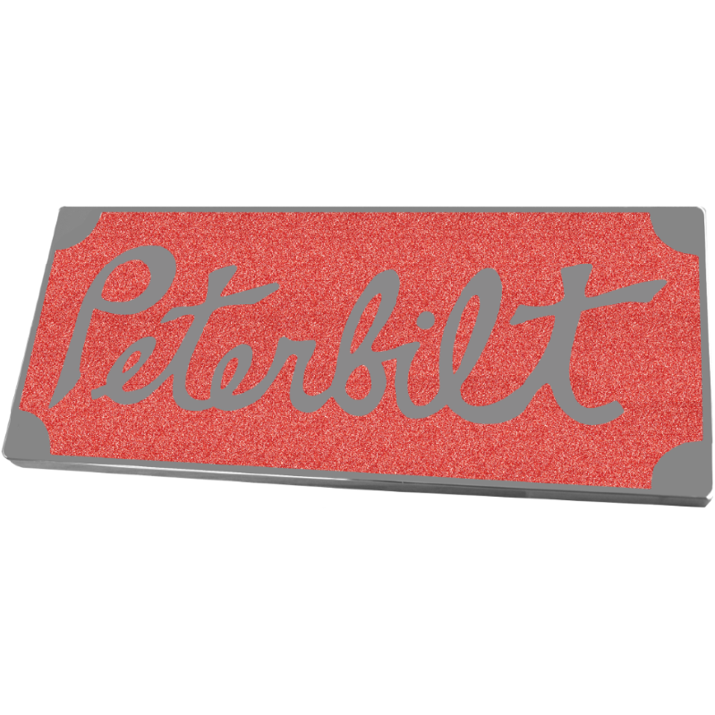 PETERBILT OLD STYLE RECTANGULAR EMBLEM METALLIC RED 481 EMBLEM Pale Violet Red