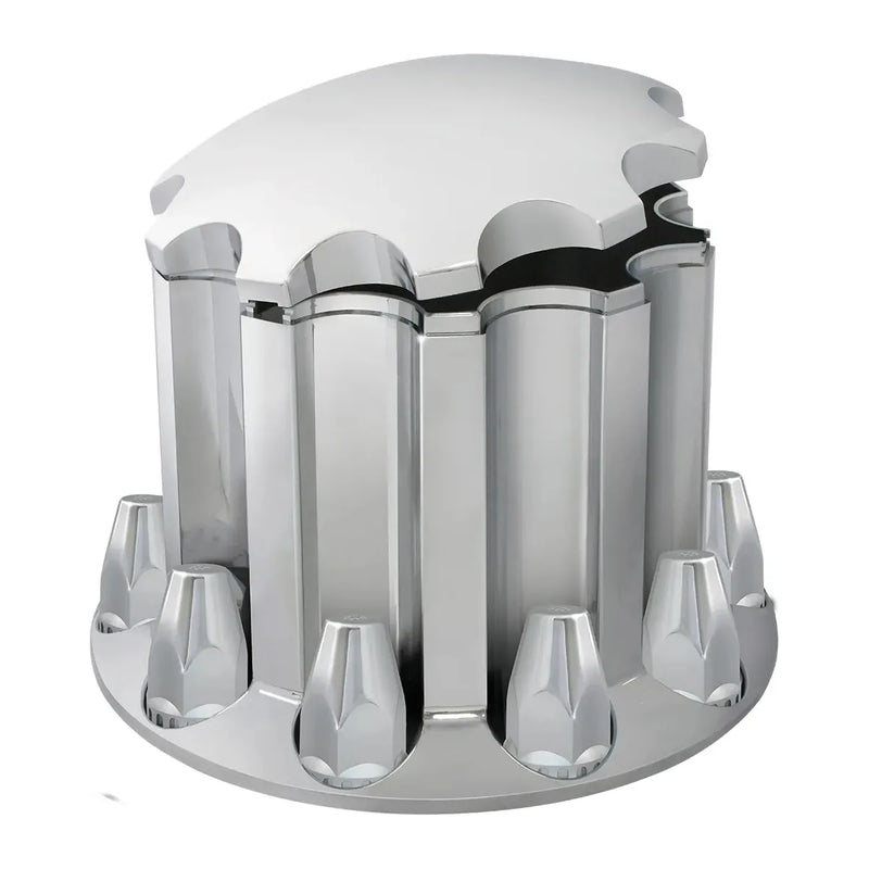 Chrome hub cover axle kit 33mm locking nuts w/tool w/cooling vents  #40190 UNIVERSAL Gray