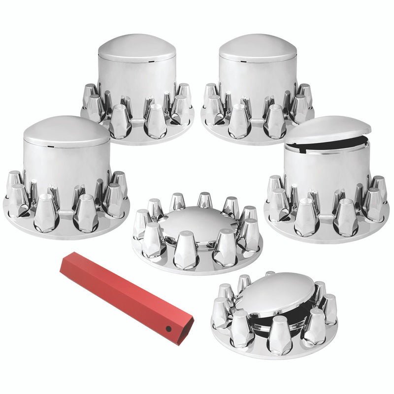 Kit de eje de cubierta de cubo cromado 1 1/2 "juego de empuje de camión semi delantero trasero universal nuevo 40234