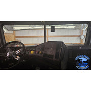 Rollin low Freightliner visor "timeless" (with bead roll) 9"x5" reverse bowtie 304 stainless #4053 Freightliner Visor Gray