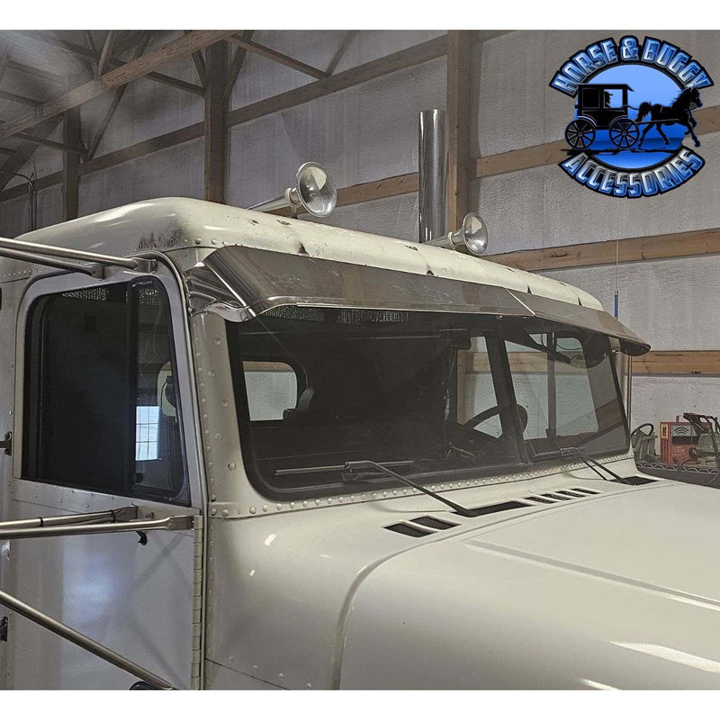 Rollin low Freightliner visor "timeless" (with bead roll) 9"x5" reverse bowtie 304 stainless #4053 Freightliner Visor Dim Gray