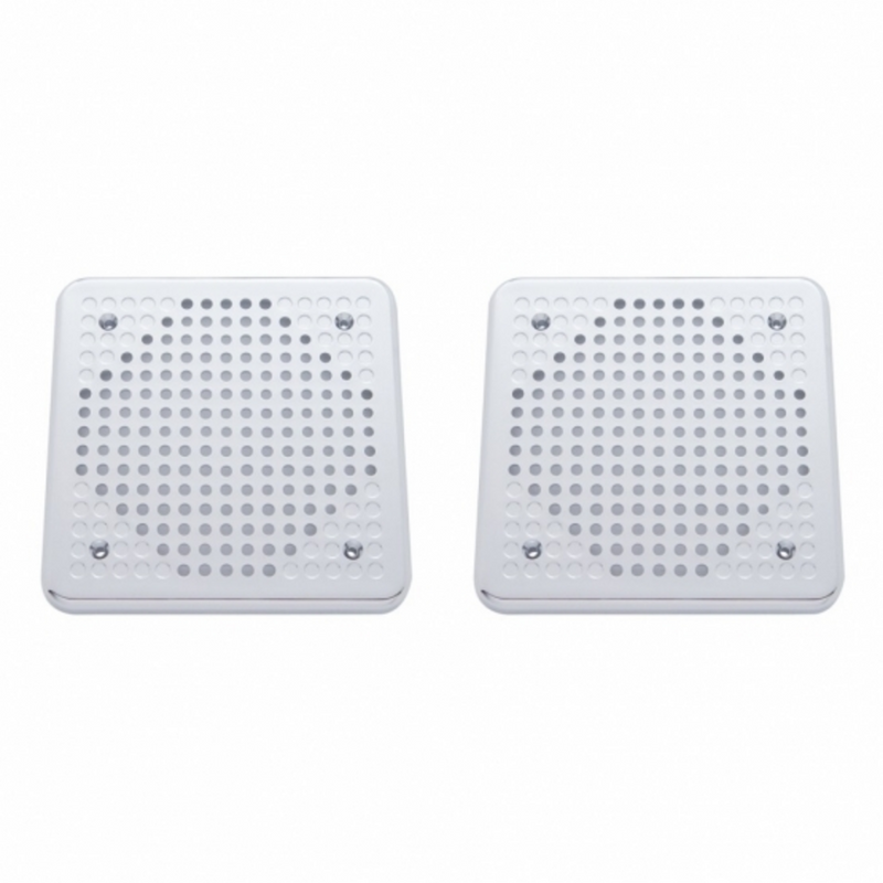 Chrome 5-5/8" Square Speaker Cover For Various Kenworth Models (Pair)
