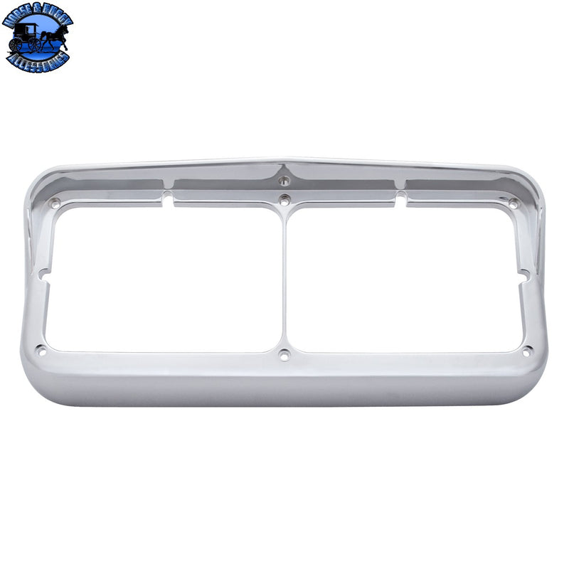 UP-40983 Chrome Plastic Rectangular Dual 4" X 6" Headlight Bezel With Visor