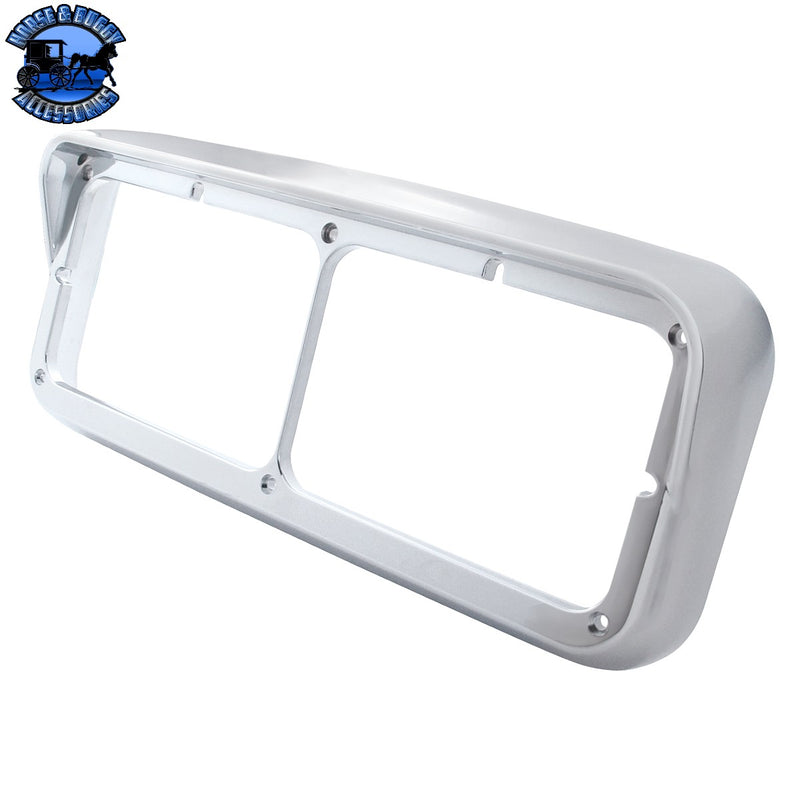 UP-40983 Chrome Plastic Rectangular Dual 4" X 6" Headlight Bezel With Visor