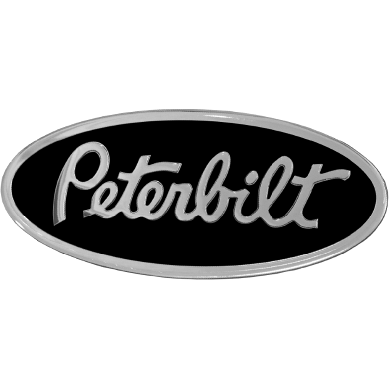 CK-EEMPO-6090 Peterbilt Emblem Engraved Oval - Black/Chrome 190 EMBLEM Dark Gray