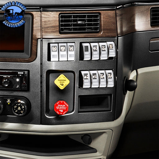 UP-41788 Chrome Plastic Rocker Switch Cover For 2022-2025 Peterbilt 579 (Pair) Switch Cover Black