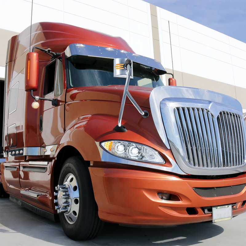 SS Hood Mirror Assembly With Sequential LED Turn Signal For 2008-2017 International Prostar - Passenger
