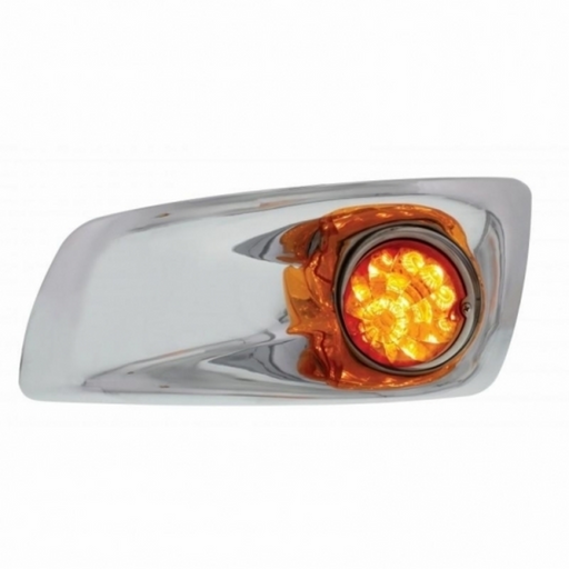 UP-42704 Fog Light Cover With 17 Amber LED Reflector Watermelon Lights For 2007-17 KW T660- Driver -Amber Lens