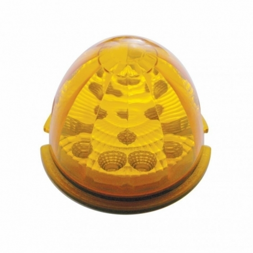 UP-42704 Fog Light Cover With 17 Amber LED Reflector Watermelon Lights For 2007-17 KW T660- Driver -Amber Lens