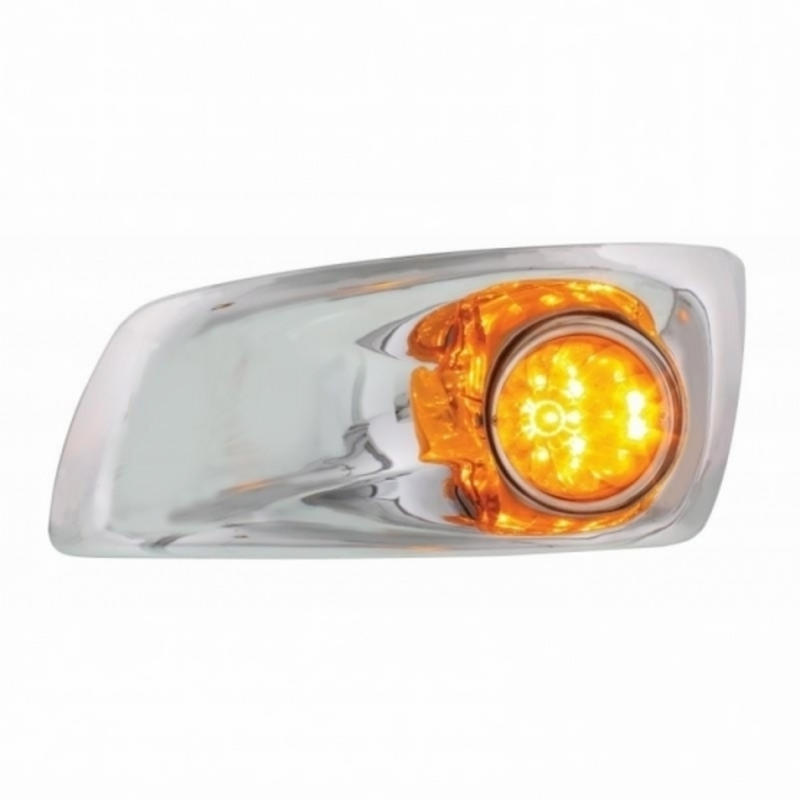 UP-42706 Fog Light Cover With 17 Amber LED Dual Func. Watermelon Light For 2007-17 KW T660- Driver -Amber Lens