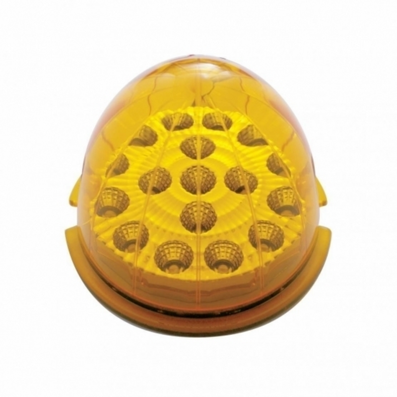 Fog Light Cover With Amber LED Clear Style Reflector Light & Visor For 2007-17 KW T660- Driver -Amber Lens