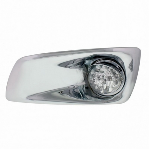 UP-42715 Fog Light Cover With Amber LED Reflector Watermelon Light & Visor For 2007-17 KW T660- Driver -Clear Lens