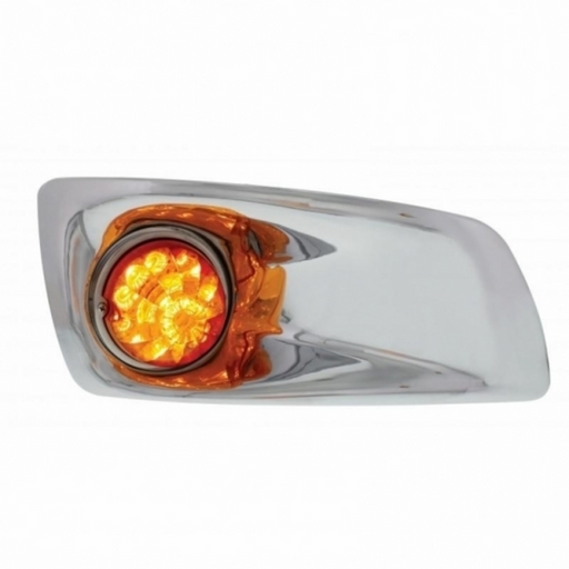 UP-42736 Fog Light Cover With 17 Amber LED Reflector Watermelon Lights For 2007-17 KW T660- Passenger -Amber Lens