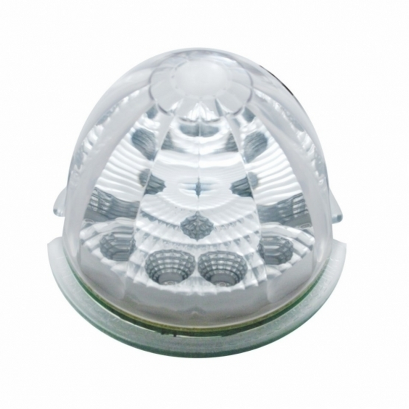 UP-42737 Fog Light Cover With 17 Amber LED Reflector Watermelon Lights For 2007-17 KW T660- Passenger -Clear Lens