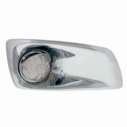 UP-42743 Fog Light Cover With Amber LED Watermelon Light & Visor For 2007-17 KW T660- Passenger -Clear Lens