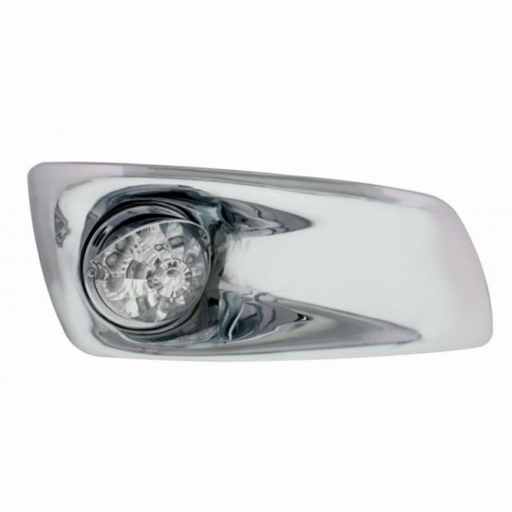 UP-42747 Fog Light Cover With Amber LED Reflector Watermelon Light & Visors For 2007-17 KW T660- Passenger -Clear Lens
