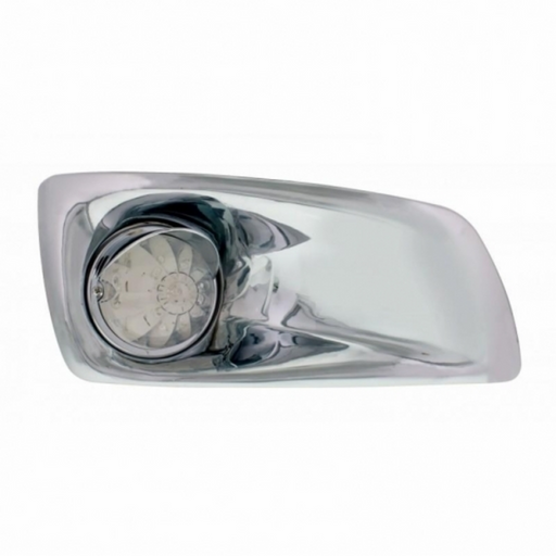 UP-42749 Fog Light Cover With 17 Amber LED Hi/Lo Watermelon Light & Visor For 2007-17 KW T660- Passenger -Clear Lens