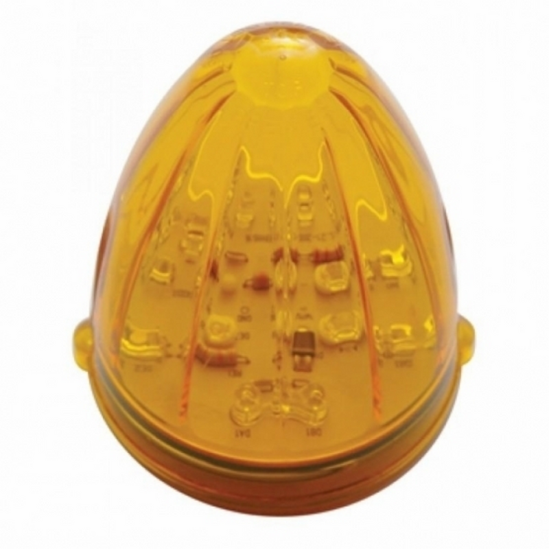 UP-42758 Fog Light Cover With 19 LED Watermelon Light & Visor For 2007-17 KW T660 (Passenger) - Amber LED/ Amber Lens