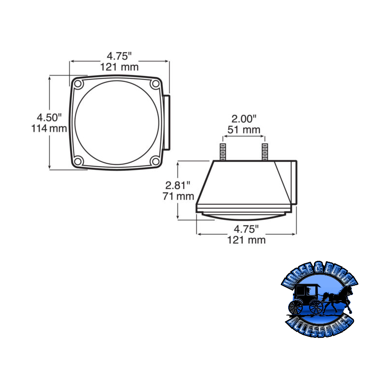 440L 4.5"x4.75" Red Incandescent Combination, Thin Line, Under 80″, w/ License Light Lavender