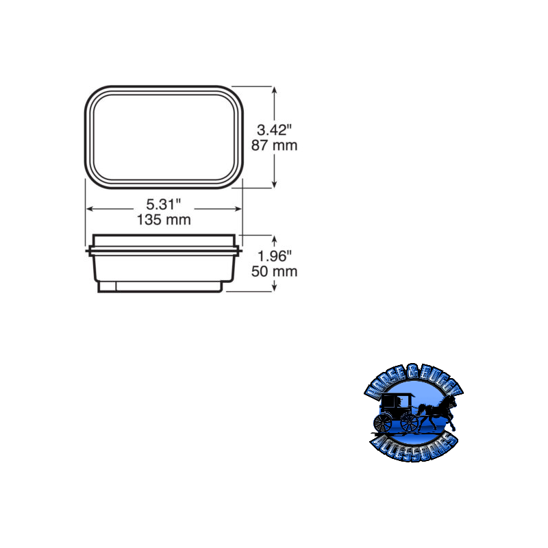 450KR 3.5"x5.3" Red Incandescent Stop/Turn/Tail, Rectangular, Kit Light Gray