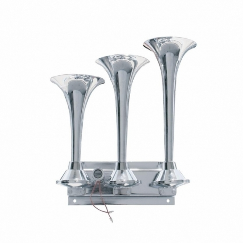 3 Trumpets Horizontal Chrome Train Horn - Right