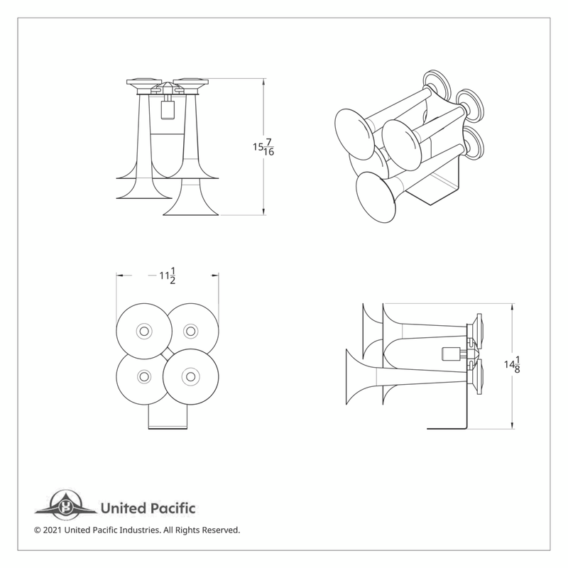 4 Trumpets Air Powered Chrome Train Horn - Competition Series