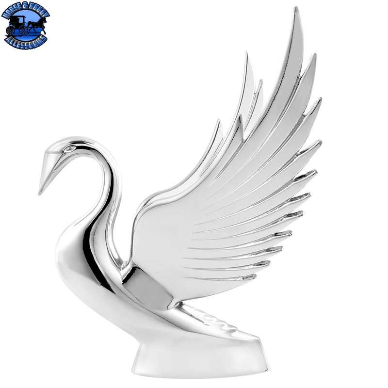 48000 Chrome Deluxe Swan with Windrider Wings Hood Ornament