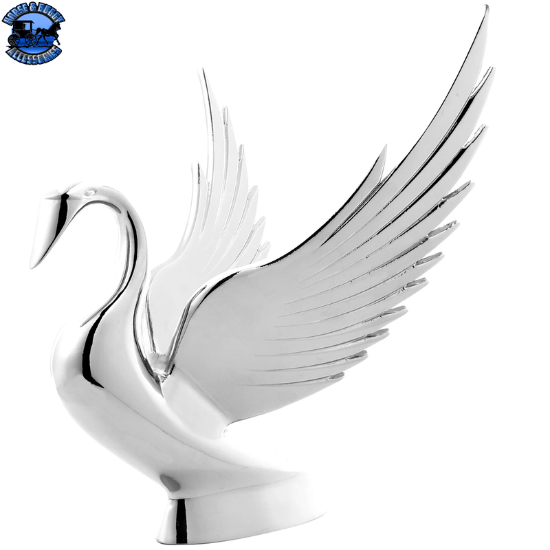 48000 Chrome Deluxe Swan with Windrider Wings Hood Ornament