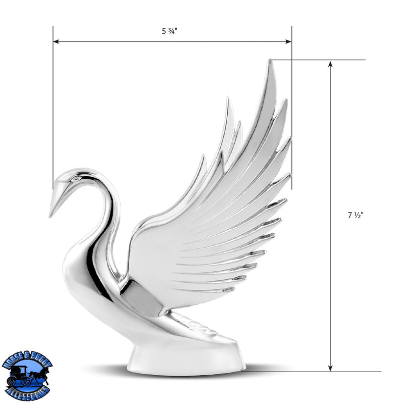 48000 Chrome Deluxe Swan with Windrider Wings Hood Ornament