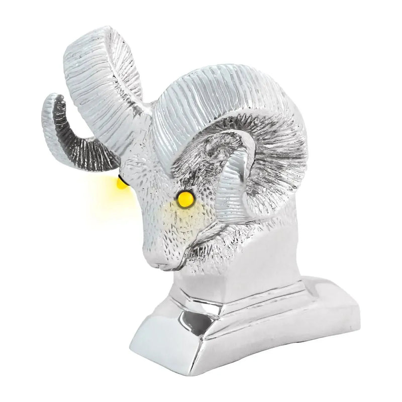 48046  CR. RAM'S HEAD HOOD ORNAMENT W/AMBER LED EYES Light Gray