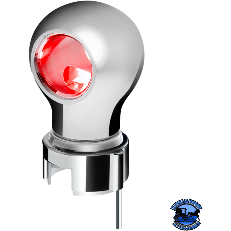 THREAD-ON CHARLOTTE STYLE GEARSHIFT KNOB WITH LED 13/15/18 SPEED ADAPTER  (Choose Finish)(Choose LED Color) Knob Chrome / Red Light Gray