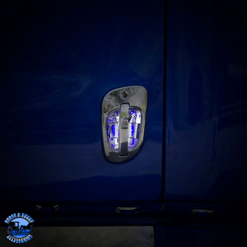 6 BLUE LED CHROME DOOR HANDLE COVER FOR FREIGHTLINER (Choose Side) LED DOOR HANDLE COVER Driver's Side,Passenger's Side Black
