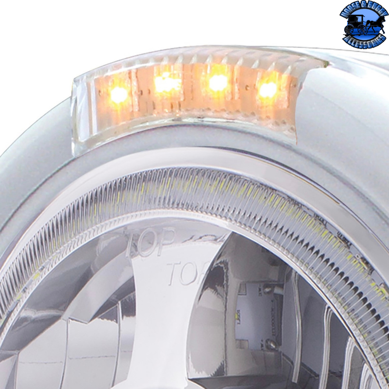 STAINLESS STEEL BULLET HALF MOON HEADLIGHT LED PROJECTION HEADLIGHT & LED TURN SIGNAL (Choose Color) LED Headlight Clear,Amber Gray