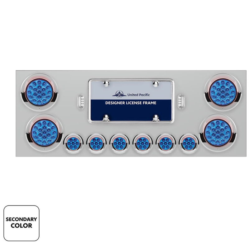 SS Rear Center Panel With 4X 19 LED 4" & 6X 7 LED 2" Double Fury Lights & Visors (Choose LED Color)