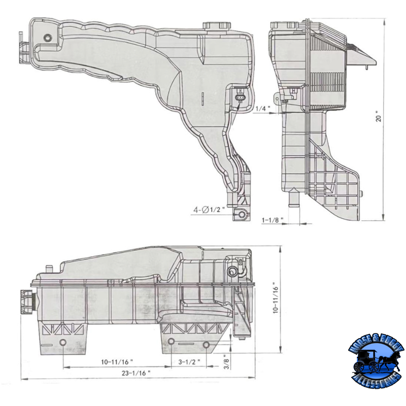 PRESSURIZED COOLANT RESERVOIR & COOLANT LEVEL SENSOR FOR 2013-2021 KENWORTH T680 #26000 Coolant Reservoir and Sensor Light Gray