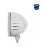 STAINLESS STEEL BULLET EMBOSSED STRIPE HEADLIGHT H4 WITH AMBER LED & DUAL MODE LED SIGNAL (Choose Color) universal headlight Amber,Clear Light Gray