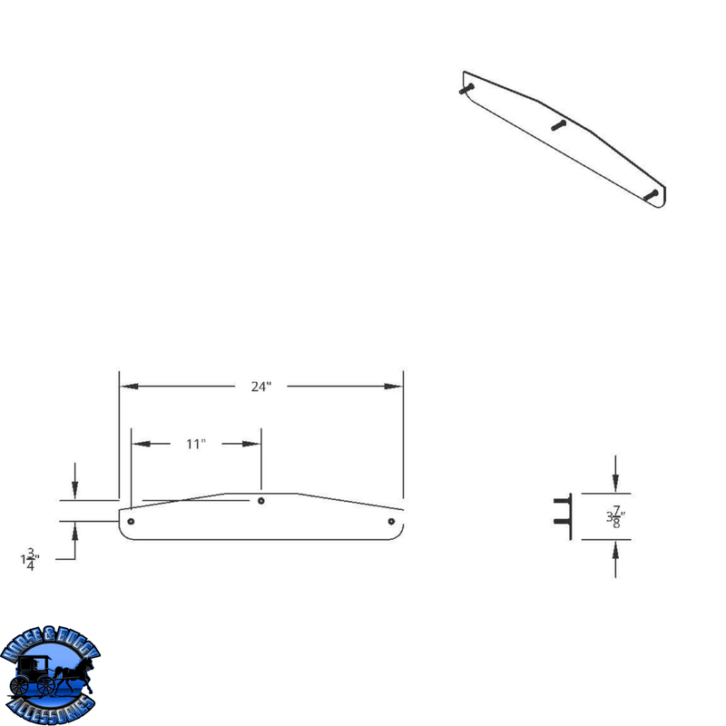 4" X 24" Chrome Standard Bottom Mud Flap Plate - Welded Stud #10411