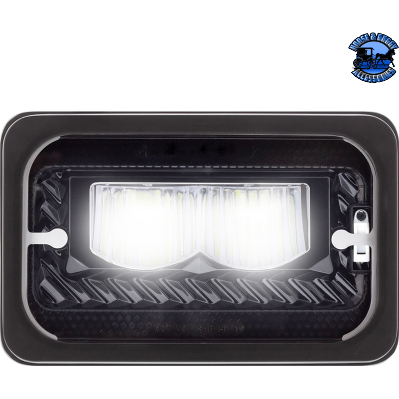 ULTRALIT - HEATED 4" X 6" LED HEADLIGHT WITH GLASS LENS & ALUMINUM HOUSING (Choose Color) (Choose High or Low) Heated LED Headlight Black / High Beam Dark Slate Gray