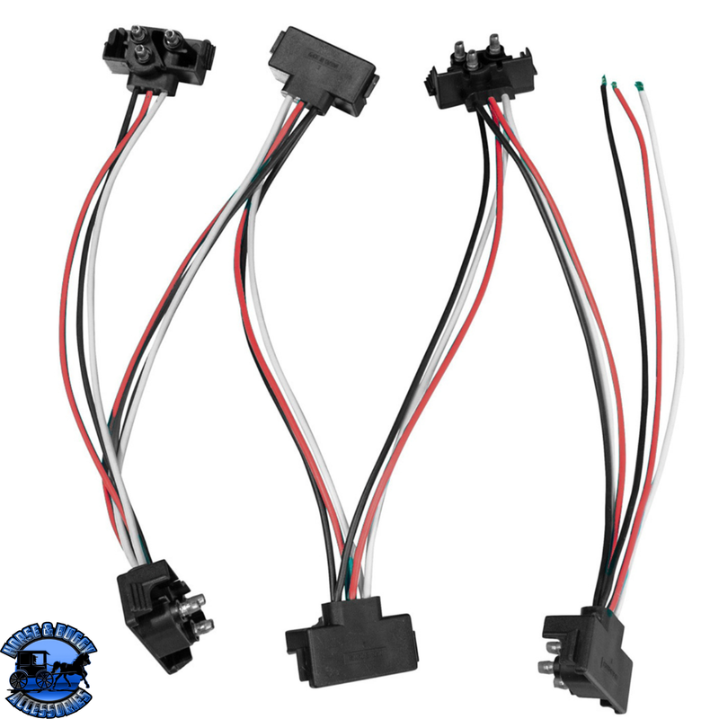 6 Count 3-Prong Male Right Angle Bullet Plugs Wire Harness Roll - 7-1/2" Lead Between Plugs #34243-6