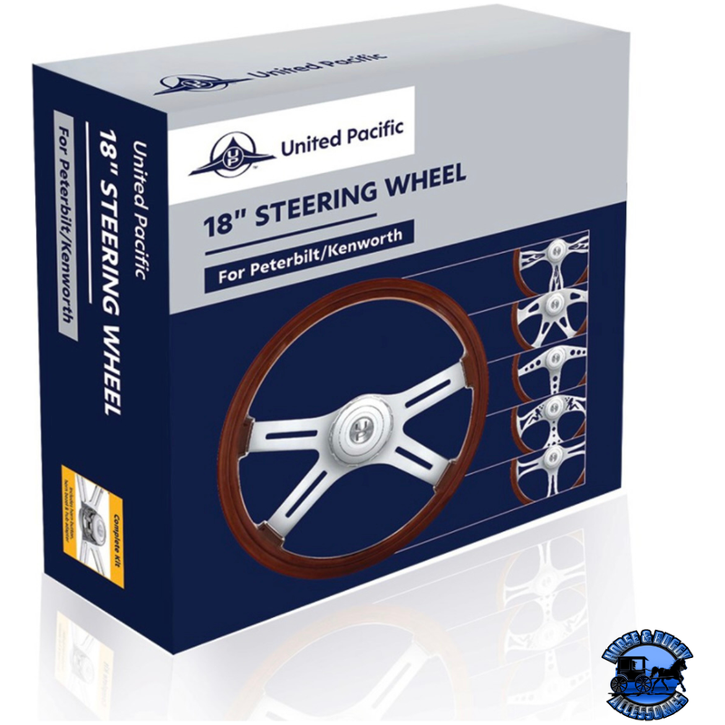 18" BLADE STYLE WOOD STEERING WHEEL WITH HUB & HORN BUTTON KIT FOR PETERBILT (2006+) & KENWORTH (2003+) #88183 steering wheel Lavender