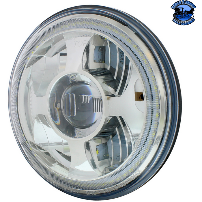 Gray ULTRALIT - High Power LED 7" Projection Headlight With Dual Color LED Position Halo Ring #31496 HEADLIGHT