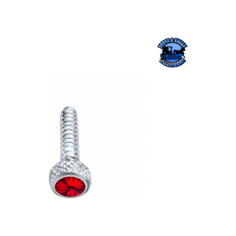 CHROME SHORT DASH SCREW FOR FREIGHTLINER WITH COLOR CRYSTAL (2-PACK) (Choose Color) Dash Screw Red Light Gray
