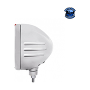 STAINLESS STEEL BULLET EMBOSSED STRIPE HEADLIGHT H4 WITH WHITE LED & DUAL MODE LED SIGNAL (Choose Color) (Choose Side) universal headlight Clear,Amber Light Gray