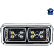 10 HIGH POWER LED PROJECTION HEADLIGHT WITH LED TURN SIGNAL & POSITION LIGHT BAR (Choose Side) (Choose Color) LED Headlight Black / Passenger's Side Light Gray