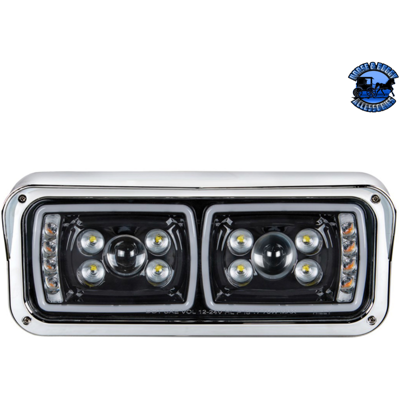 10 HIGH POWER LED PROJECTION HEADLIGHT WITH LED TURN SIGNAL & POSITION LIGHT BAR (Choose Side) (Choose Color) LED Headlight Black / Passenger's Side Light Gray