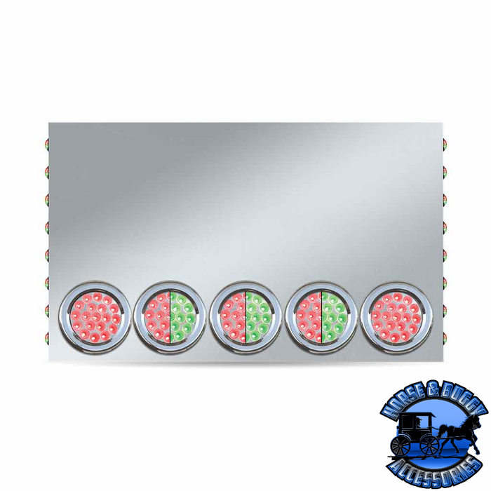 Gray Trux (20" Drop) LED Rear Center Panel 4" & 3/4" LEDs 304 Stainless Steel (choose color) REAR CENTER PANEL Red/Green Dual - Clear Lens