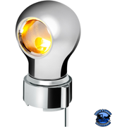 THREAD-ON CHARLOTTE STYLE GEARSHIFT KNOB WITH LED 9/10 SPEED ADAPTER  (Choose Finish)(Choose LED Color) Knob Chrome / Amber Light Gray